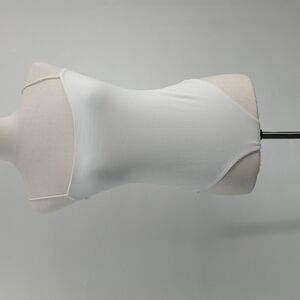 Naked Wardrobe Women Square Neck Bodysuit in Off White Size Large